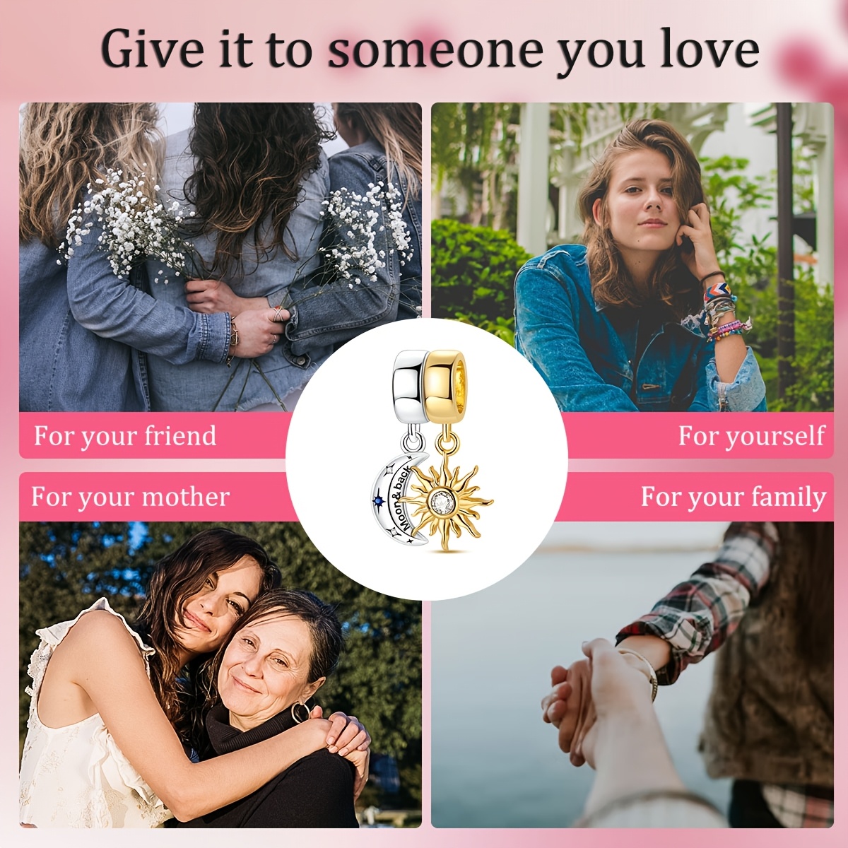 Two-tone Sun and Moon Charm Set for Bracelets & Necklaces